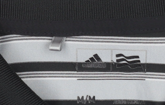 Adidas Men Grey Striped Performance Polo Shirt M
