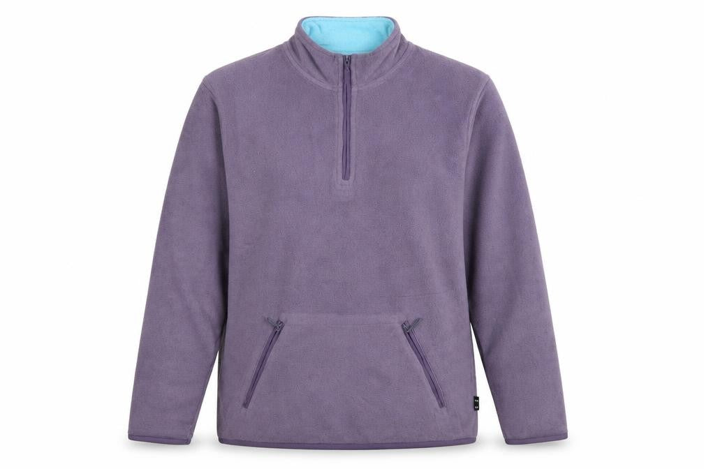 Cup's Women's Purple 1/4 Zip Fleece Pullover Sweatshirt UK 10