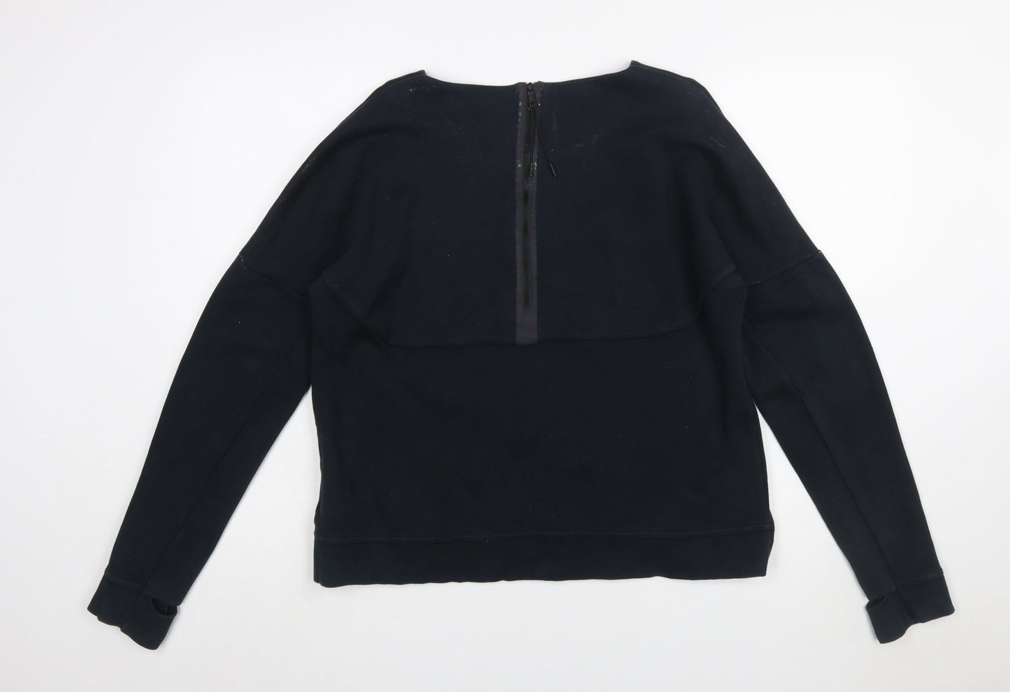 Nike Womens Black Long Sleeve Full Zip Sweatshirt L Cotton Blend