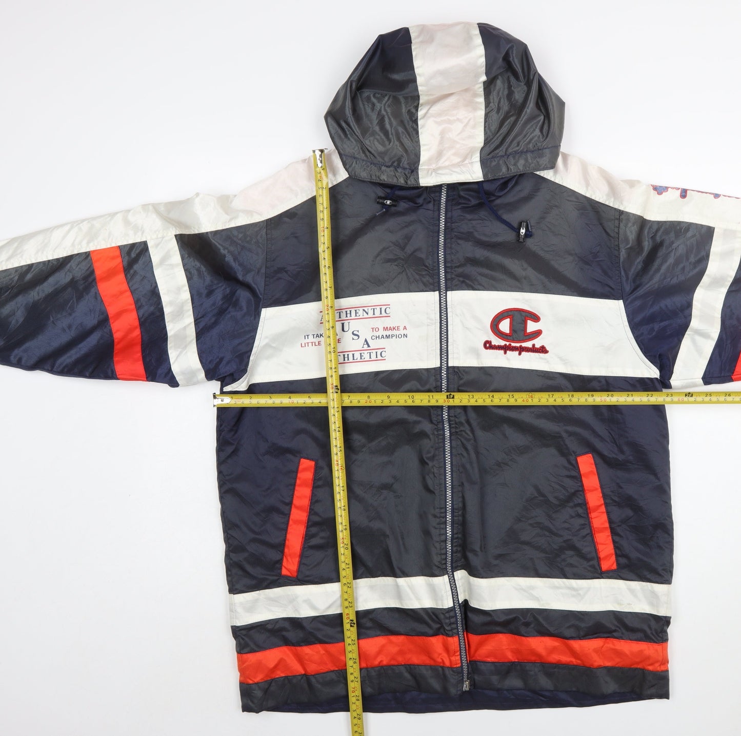 Champion Boys Blue Red White Windbreaker Hooded Jacket 11-12 Years