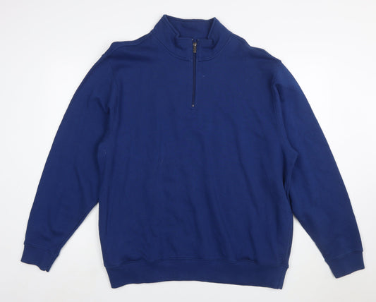 Preloved L.L.Bean Men's Blue 1/4 Zip Mock Neck Sweatshirt Size L - Front