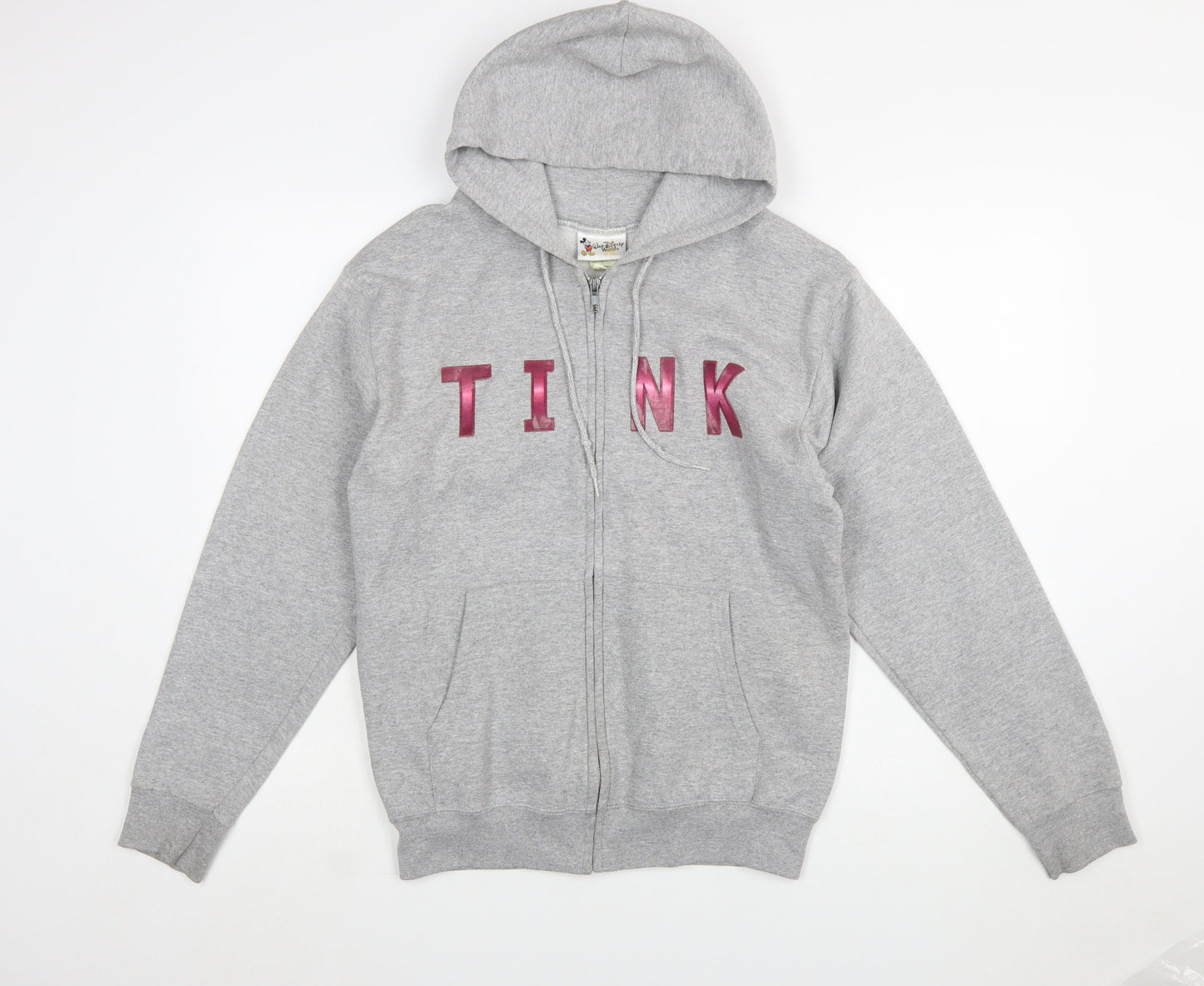 Walt Disney World Women Grey Full Zip Hoodie Small Tinker Bell Graphic