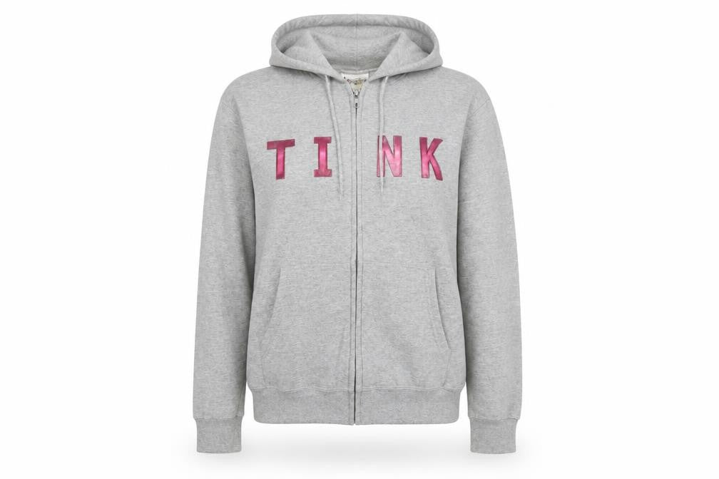 Walt Disney World Women Grey Full Zip Hoodie Small Tinker Bell Graphic