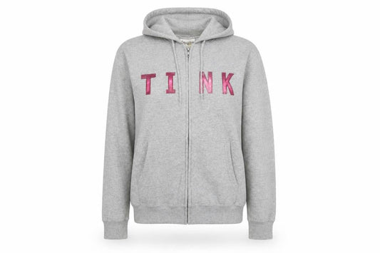Walt Disney World Women Grey Full Zip Hoodie Small Tinker Bell Graphic