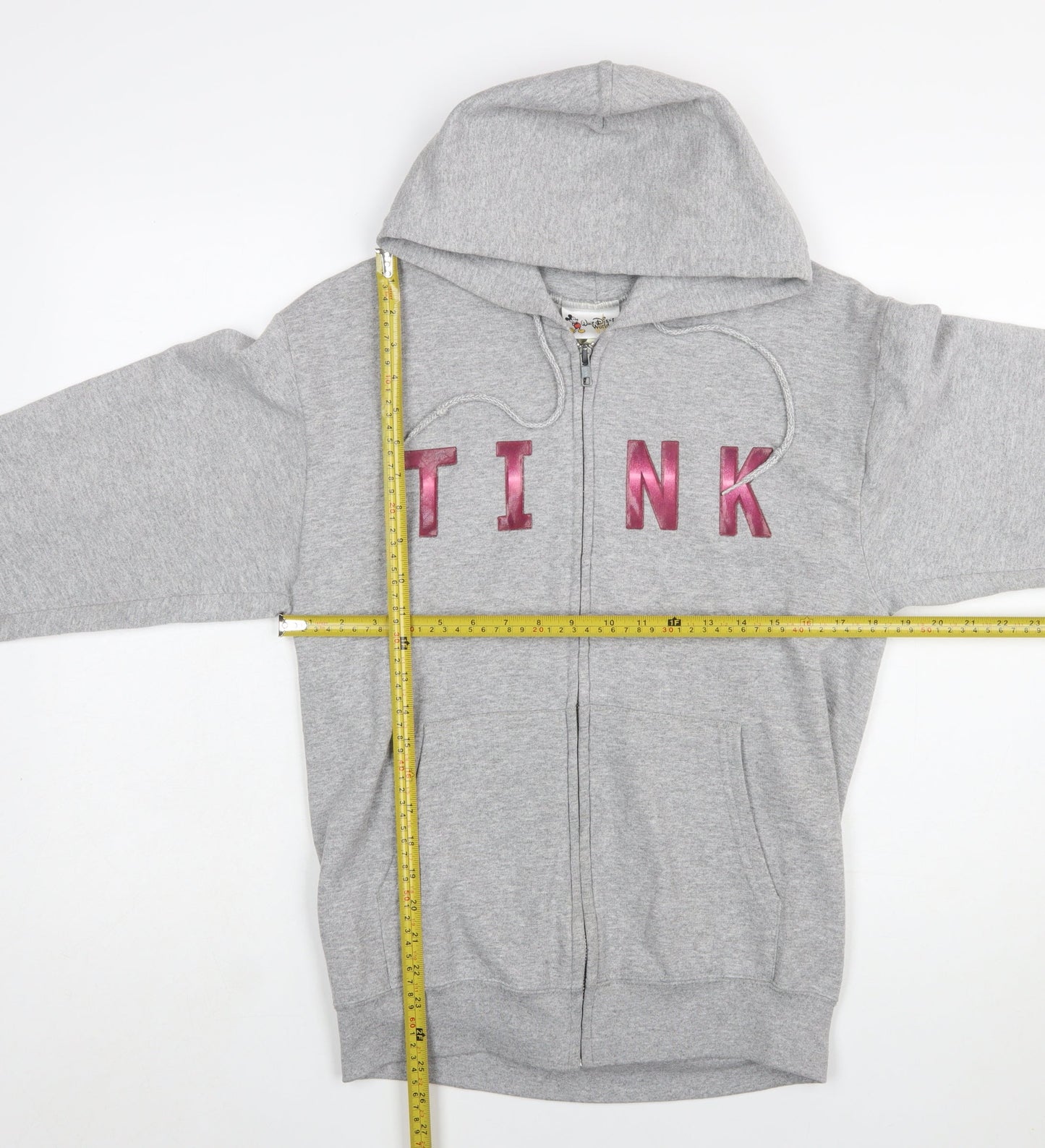 Walt Disney World Women Grey Full Zip Hoodie Small Tinker Bell Graphic