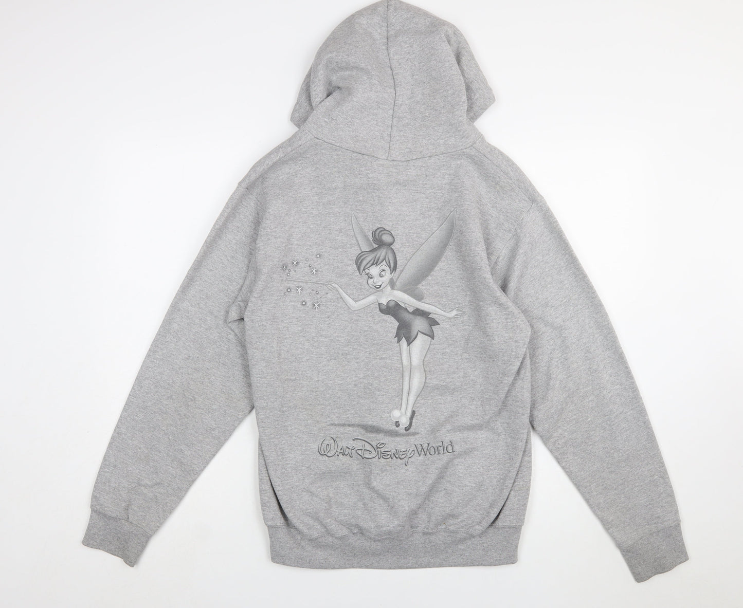 Walt Disney World Women Grey Full Zip Hoodie Small Tinker Bell Graphic