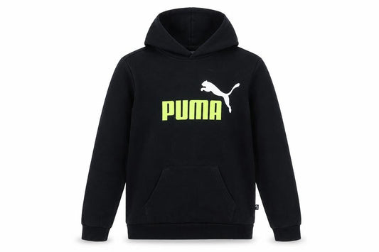 Puma Boys Black Pullover Hoodie 13-14 Years Cotton Blend Logo Sweatshirt