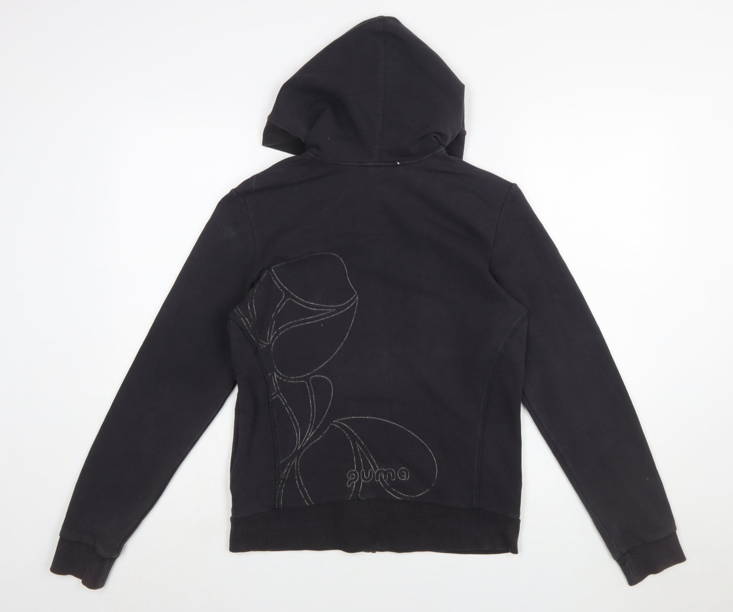 Puma Women's Black Size 16 Full Zip Hoodie with Pink Drawcords