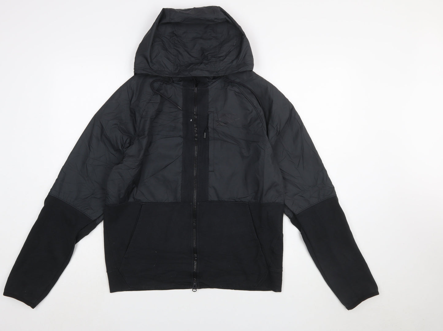 Nike Men's Black Windbreaker Jacket Size S Hooded Full Zip