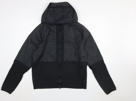 Nike Men's Black Windbreaker Jacket Size S Hooded Full Zip