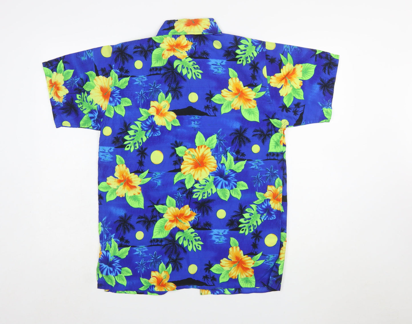 Rima Mens Blue Hawaiian Short Sleeve Button-Up Shirt Size S