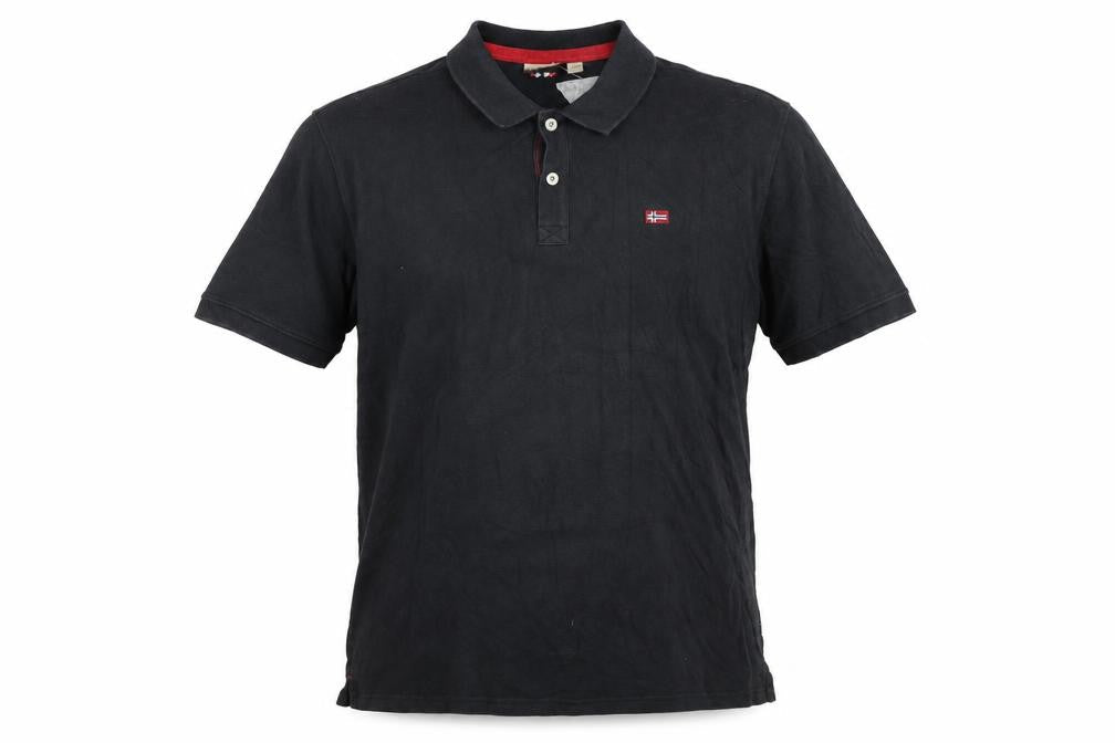 Napapijri Men’s Black 2XL Cotton Polo Shirt Classic Logo Style