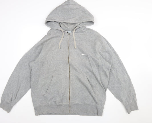Nike Men's Grey XL Full Zip Hoodie Sweatshirt Cotton Fleece