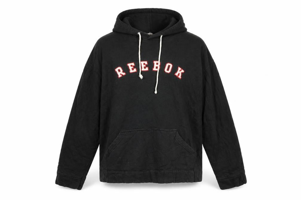 Reebok Men's Black XL Pullover Hoodie with Logo and Kangaroo Pocket