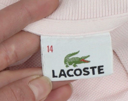 Lacoste Boys Pink Cotton Polo Shirt Short Sleeve Size 14 Years