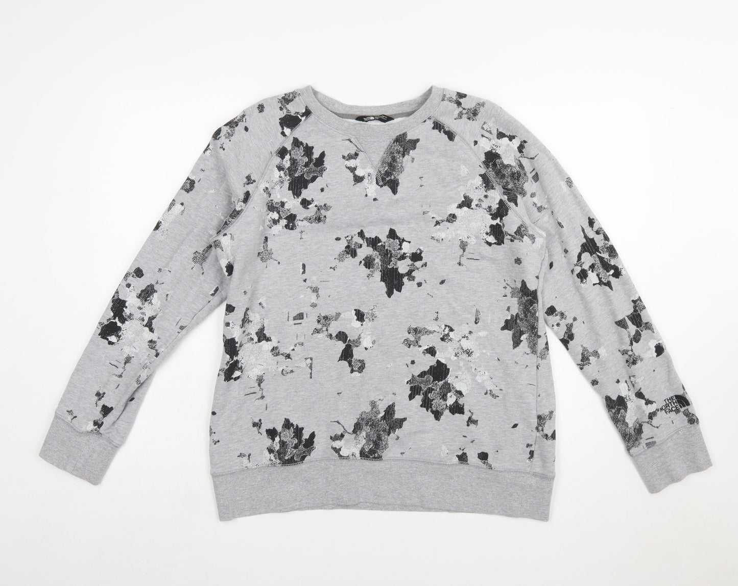 The North Face Womens Grey Floral Crew Neck Sweatshirt Size L
