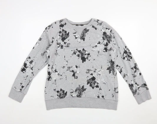 The North Face Womens Grey Floral Crew Neck Sweatshirt Size L