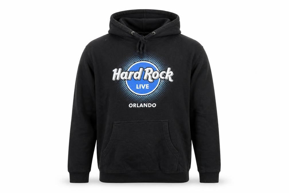 Hard Rock Cafe Orlando Mens Black Pullover Hoodie Size M Music Fleece