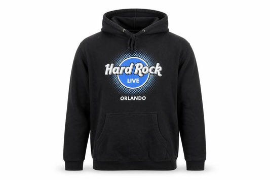 Hard Rock Cafe Orlando Mens Black Pullover Hoodie Size M Music Fleece