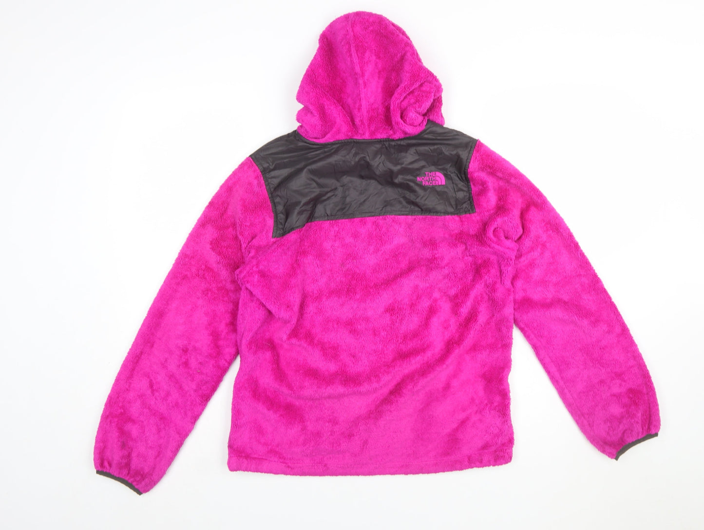 The North Face Girls Pink Hooded Fleece Jacket XL (18) Full Zip Lined