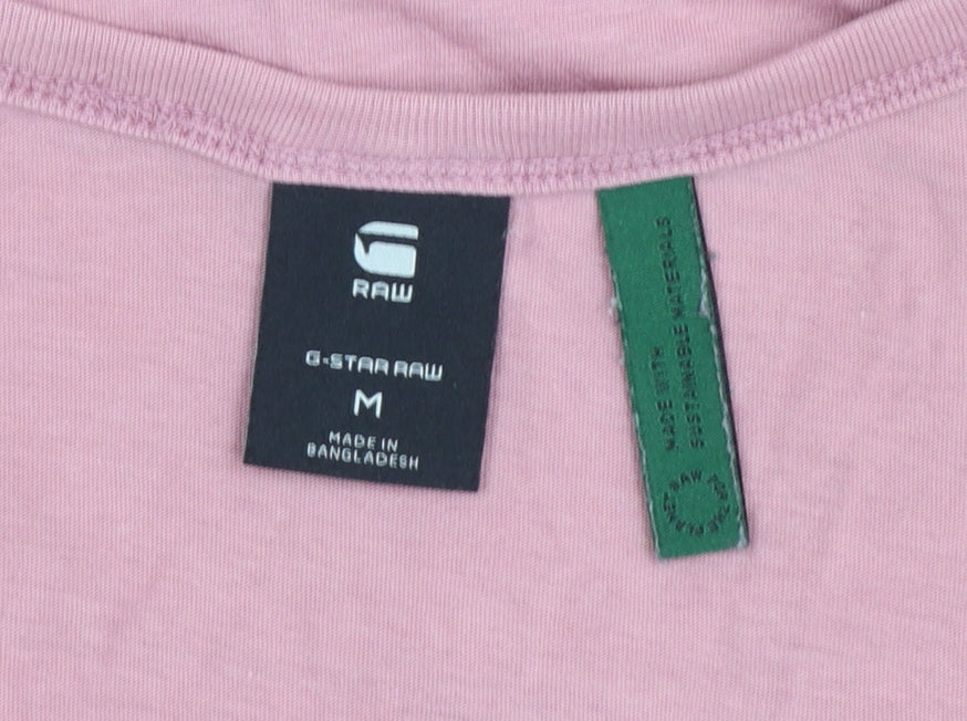 G-Star Raw Womens Pink V-Neck Short Sleeve Cotton T-Shirt M