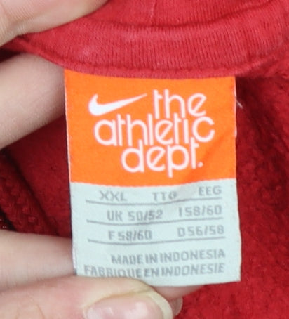 Nike Men's Red Full Zip Hoodie 2XL Athletic Fleece Sweatshirt