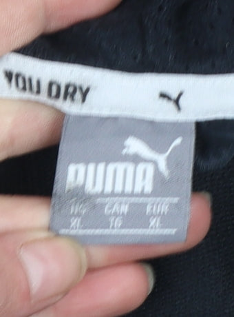 Puma Women Black XL Full Zip Hoodie Sweatshirt with Logo Print