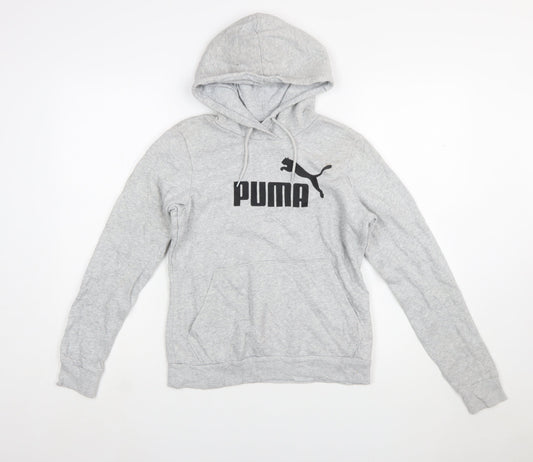 Puma Women’s Grey Pullover Hoodie Size 10 Logo Sweatshirt