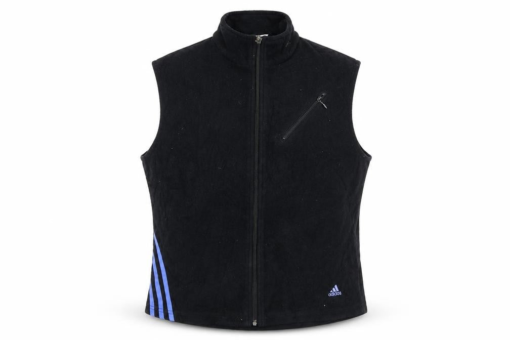 Adidas Womens Black Fleece Waistcoat M Full Zip Sleeveless Sportswear