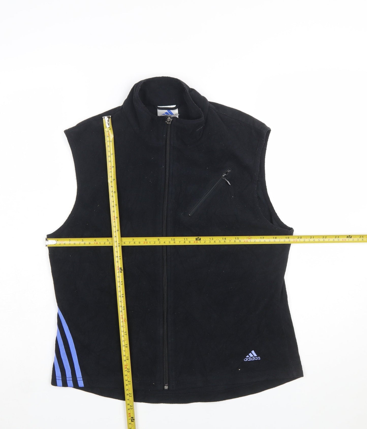 Adidas Womens Black Fleece Waistcoat M Full Zip Sleeveless Sportswear