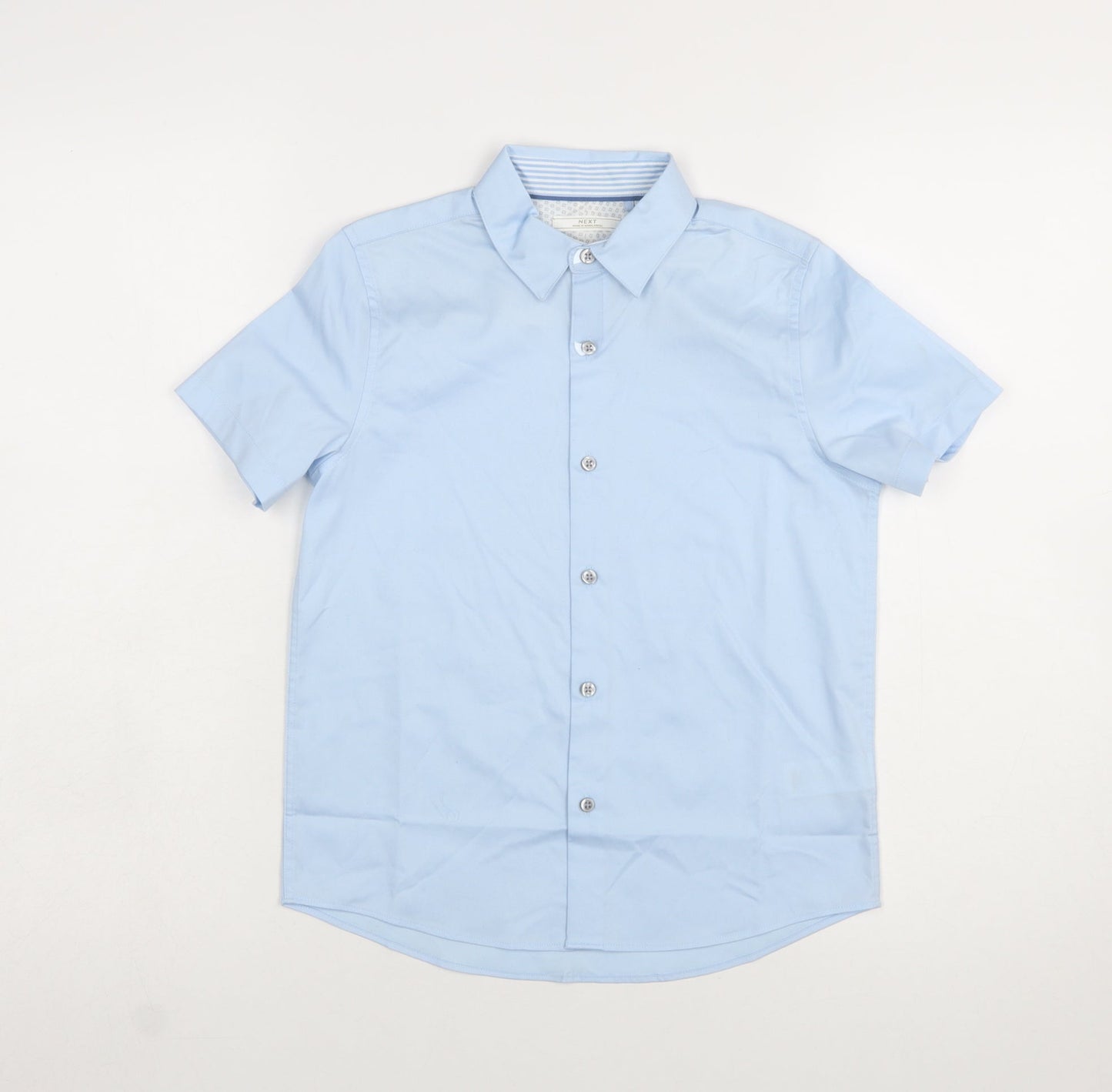 Next Boys Blue Short Sleeve Button-Up Dress Shirt 8 Years