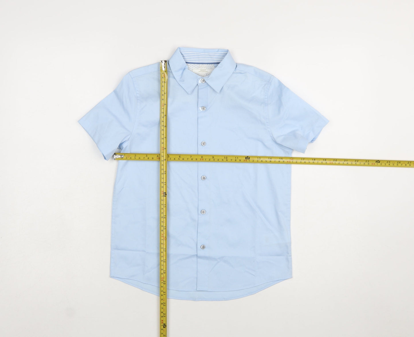 Next Boys Blue Short Sleeve Button-Up Dress Shirt 8 Years