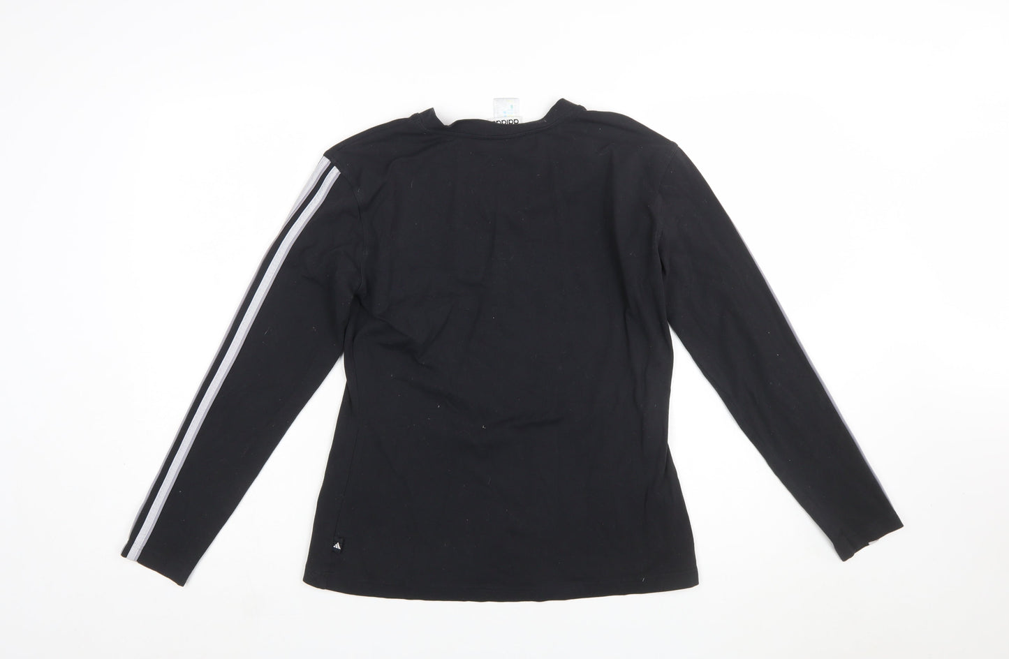 Adidas Womens Black Long Sleeve V-Neck Slim Fit Activewear Top Size 16