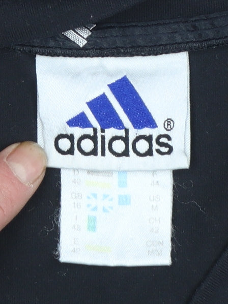 Adidas Womens Black Long Sleeve V-Neck Slim Fit Activewear Top Size 16