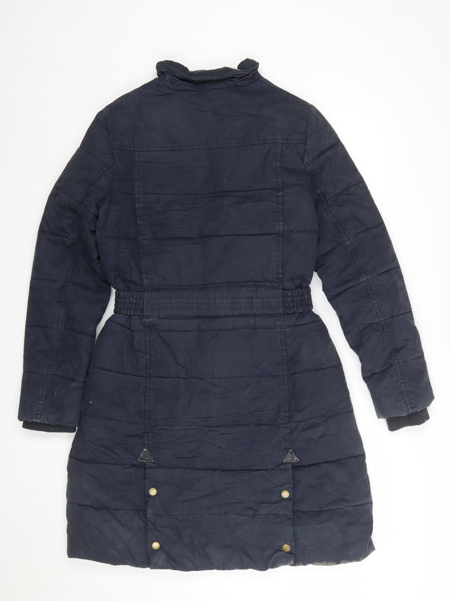 Barbour Women's Blue Long Puffer Coat Size 10 Belted Winter Jacket