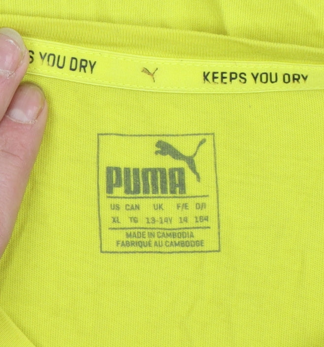 Puma Boys Yellow Graphic Logo Sports T-Shirt 13-14 Years