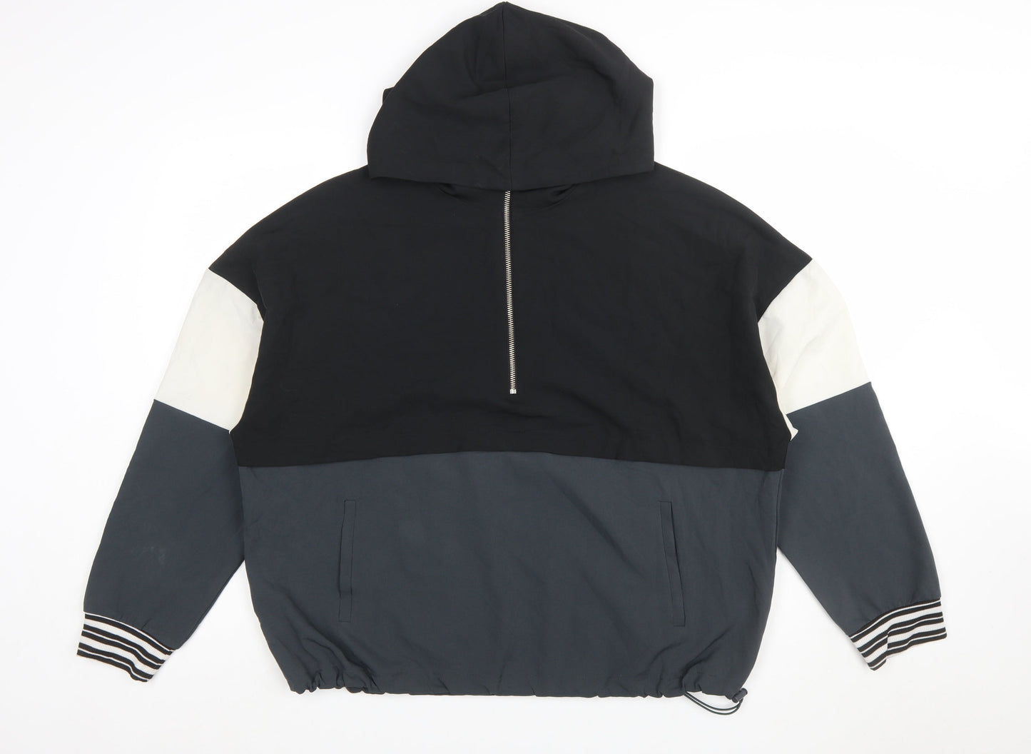 Avia Womens Black Colourblock 1/2 Zip Hoodie XL Polyester Blend