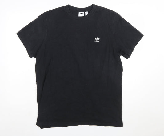 adidas Women Black Basic Crew Neck Regular Fit Short Sleeve T-Shirt Size 18