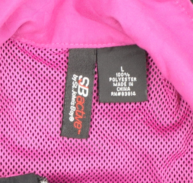 St. John’s Bay Women’s Black Pink Track Jacket L Activewear Full Zip