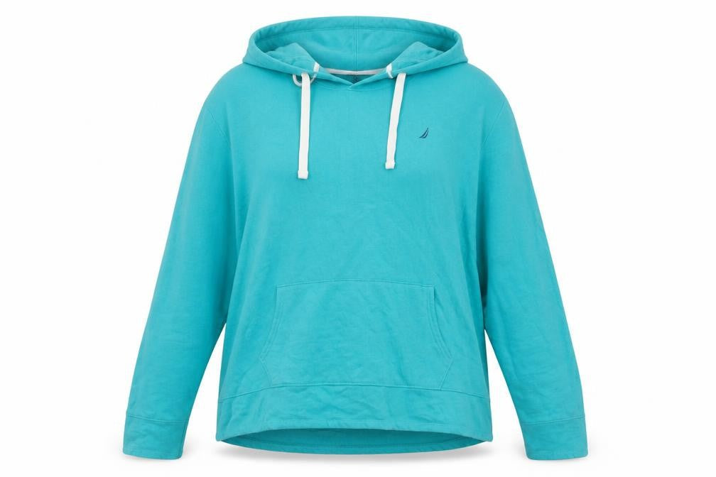 Nautica Women’s Turquoise Pullover Hoodie Cotton Blend Size L