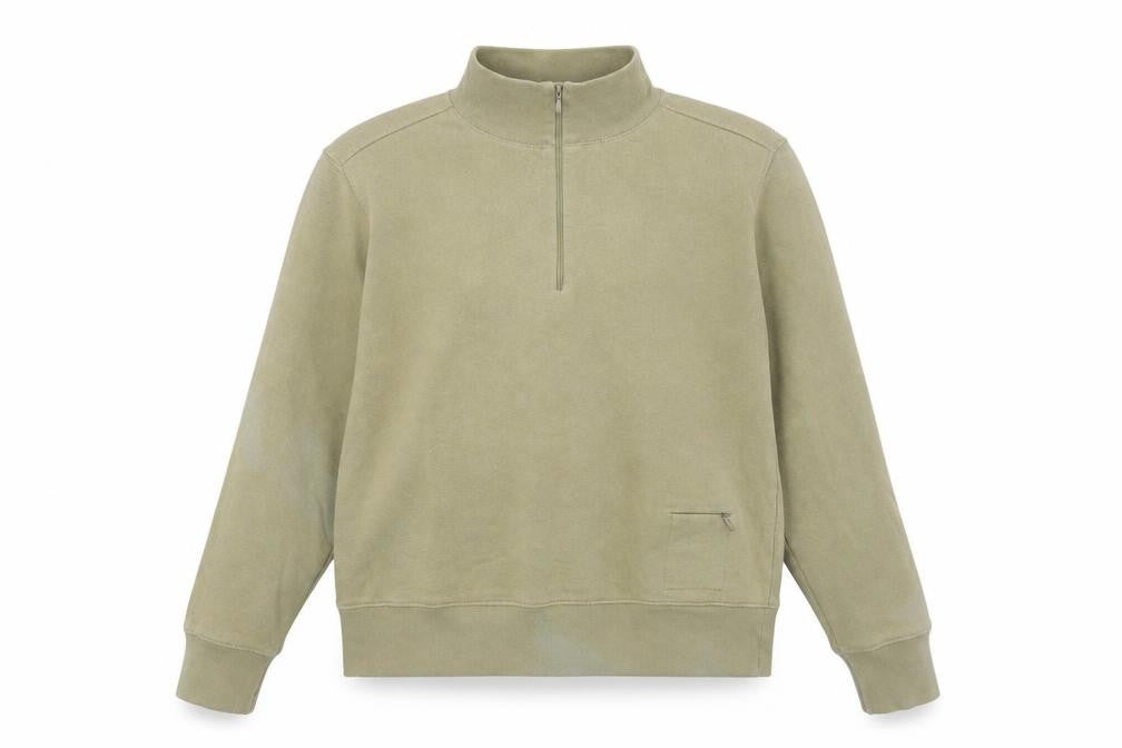 Puma Women Khaki 1/4 Zip Sweatshirt Size 12 Cotton Blend