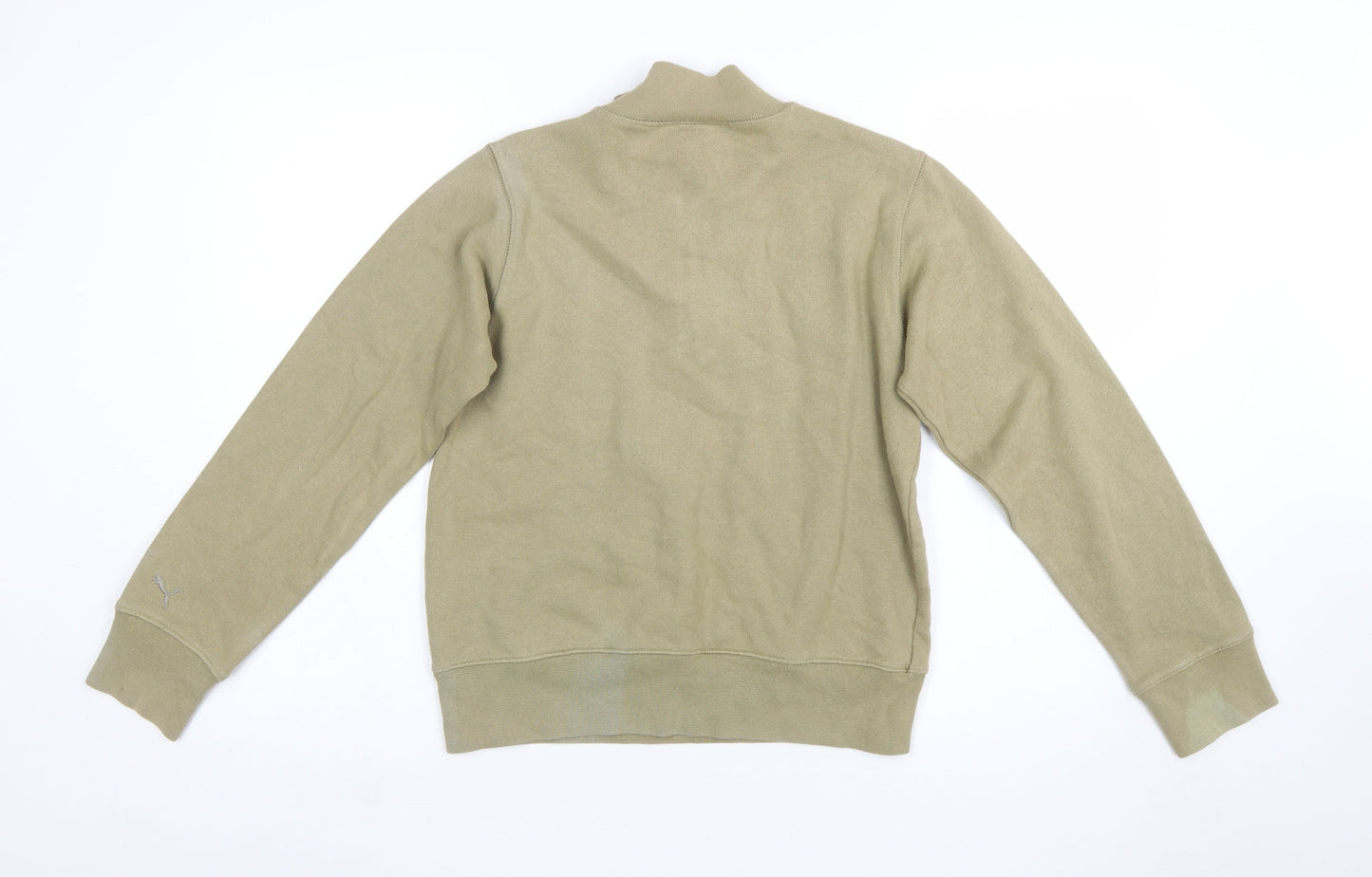 Puma Women Khaki 1/4 Zip Sweatshirt Size 12 Cotton Blend
