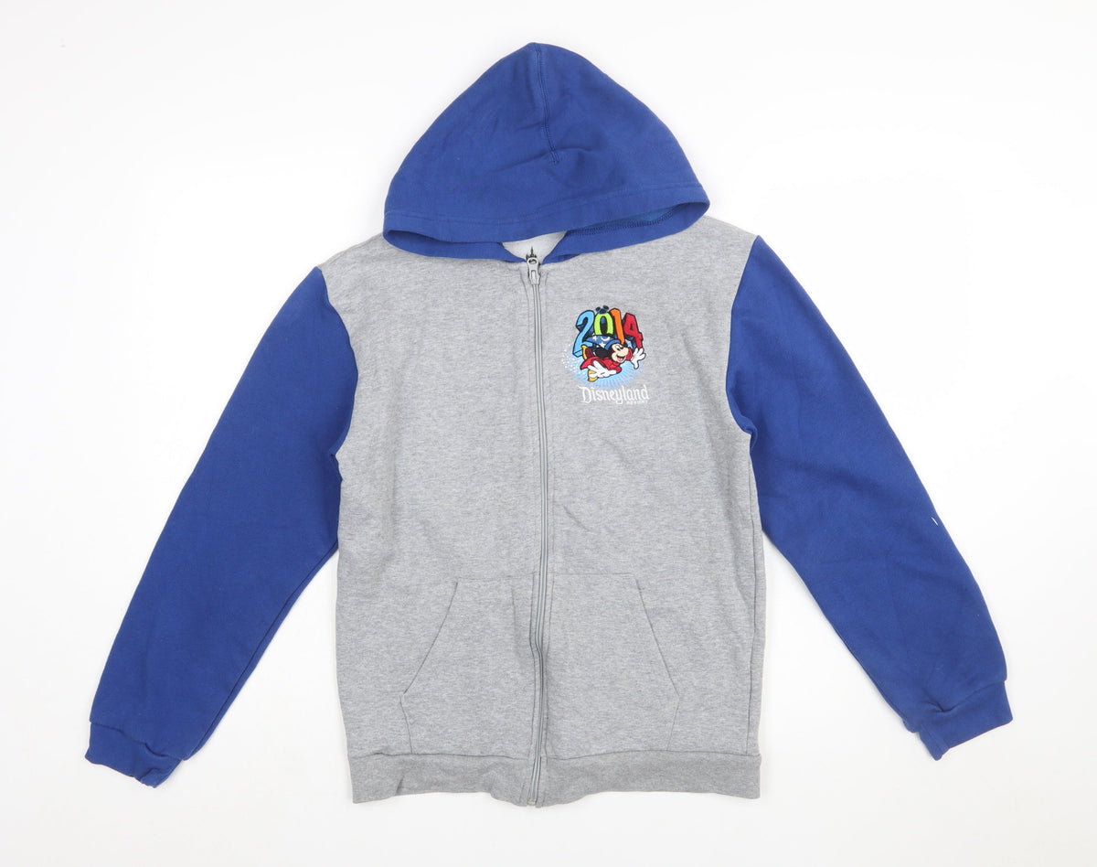 Disney Parks Girls Grey Blue Full Zip Hoodie 14 Years Mickey Mouse 2014