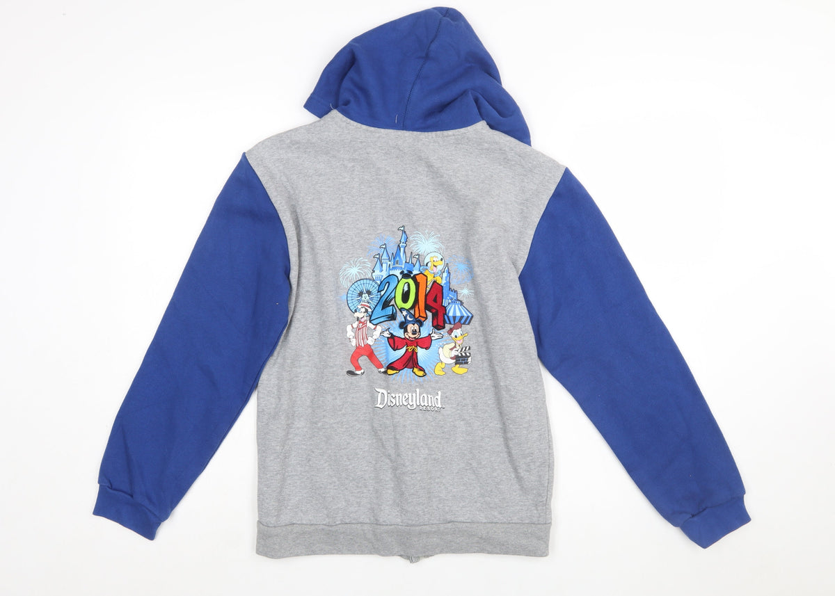 Disney Parks Girls Grey Blue Full Zip Hoodie 14 Years Mickey Mouse 2014