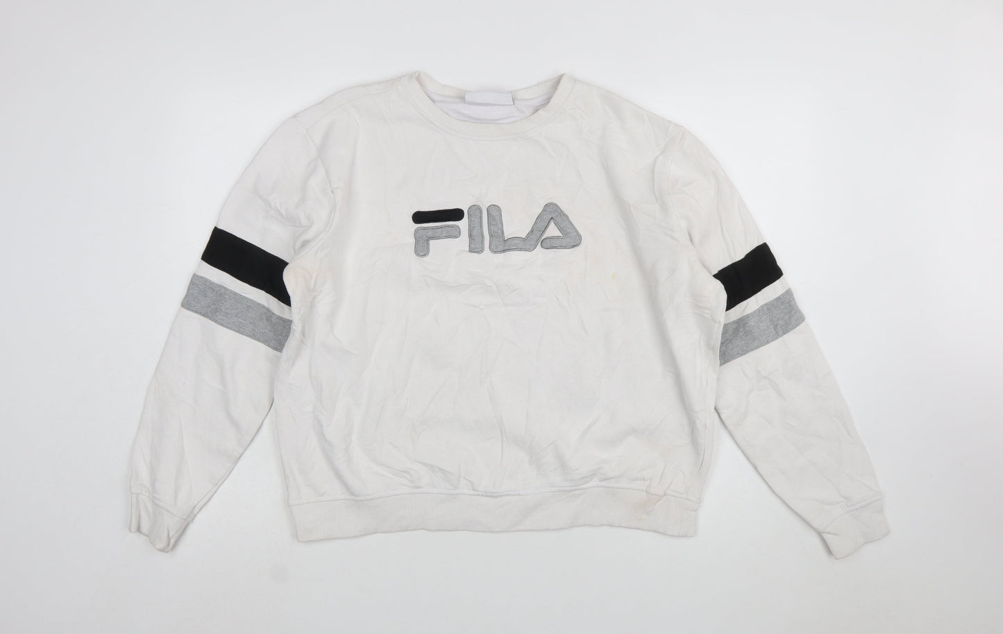 FILA Womens White Crew Neck Pullover Sweatshirt XL Logo Detail
