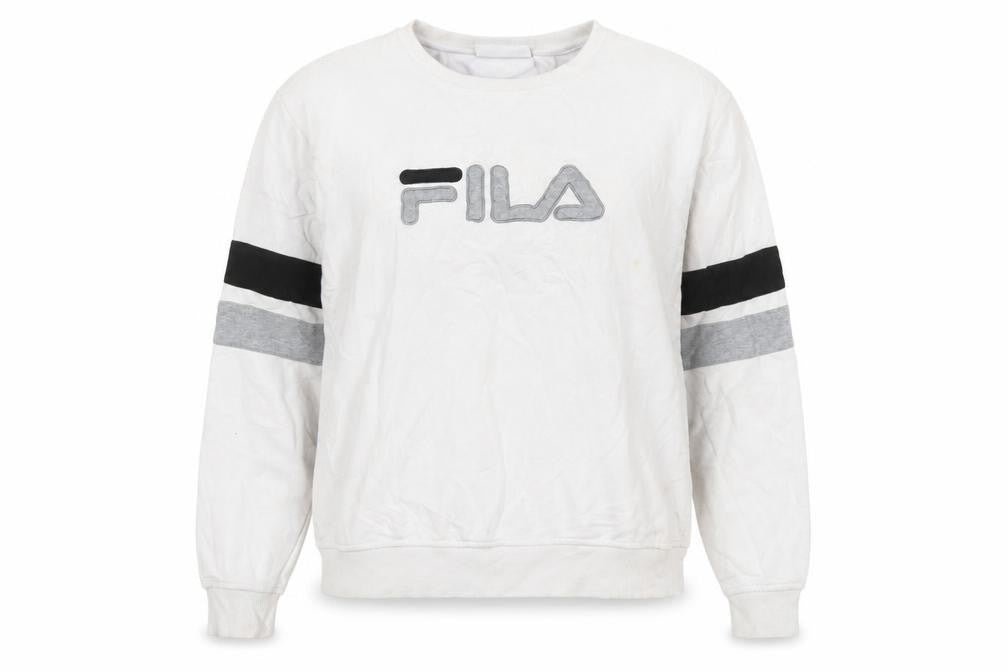 Fila Womens White Crew Neck Pullover Sweatshirt XL Logo Detail