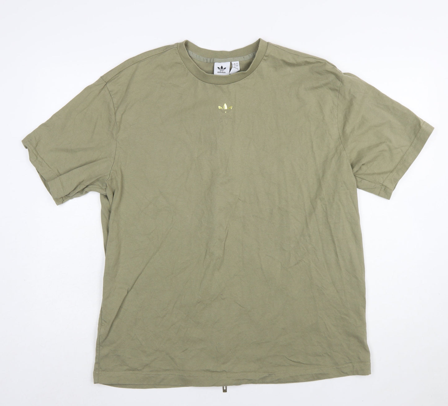 Adidas Womens Green Cotton Zip Back Relaxed Fit T-Shirt Size 16