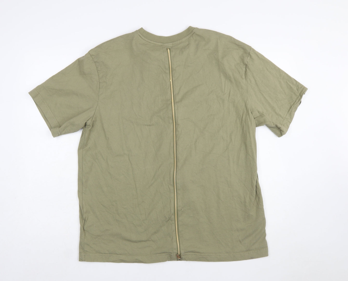 Adidas Womens Green Cotton Zip Back Relaxed Fit T-Shirt Size 16