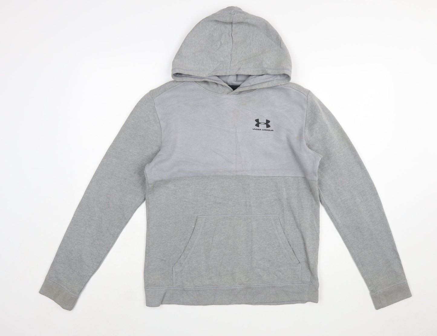 Under Armour Boys Grey XL Pullover Hoodie with Logo ColdGear Fleece