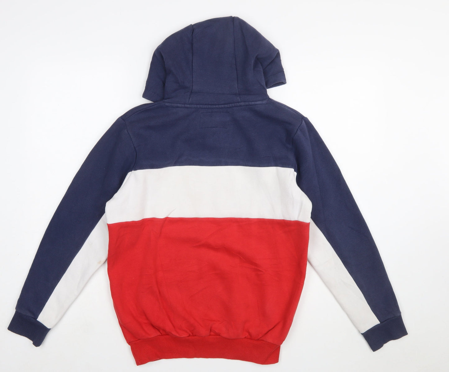 FILA Boys Blue Red White Pullover Hoodie 13-15 Years Colourblock Cotton Blend